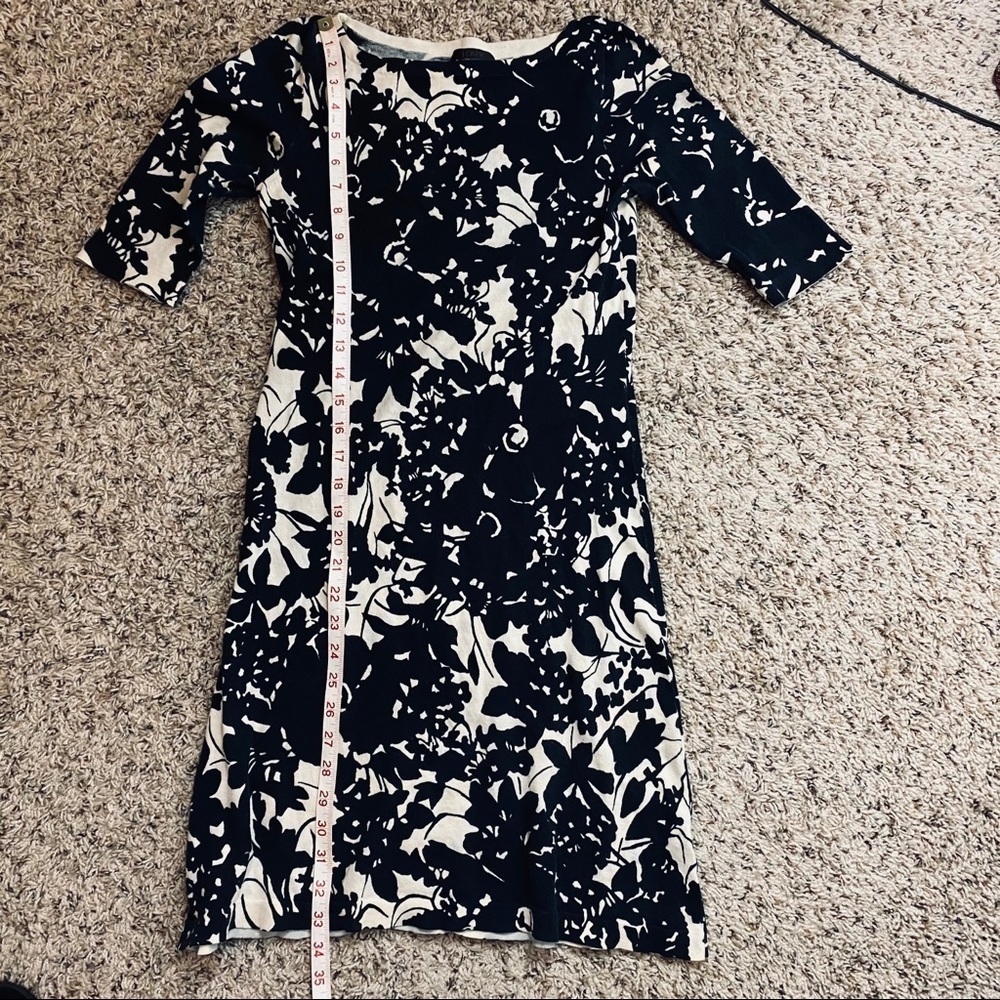 J Crew navy/cream floral 3/4 sleeve cotton dress~S - Picture 6 of 7